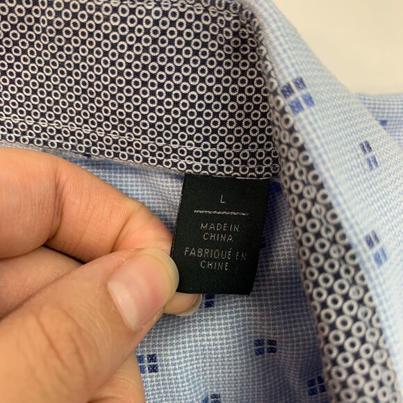 14th & Union Shirt Mens L Large TRIM Fit Sky Blue Cotton Flip Cuff Button Up - Picture 6 of 13